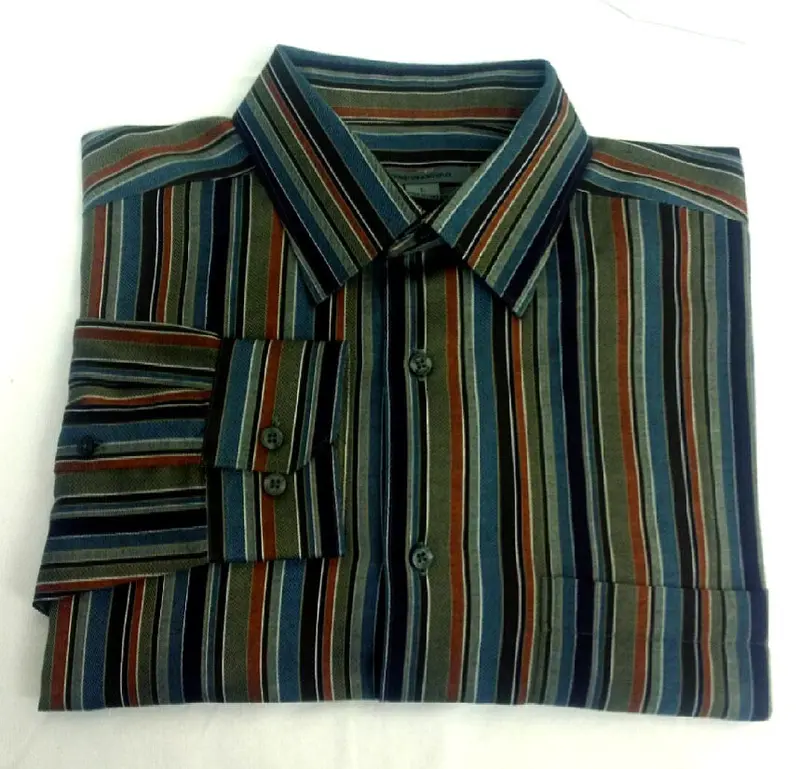 New- Johnston & Murphy Herringbone Stripe Fashion Shirt- Size L 1