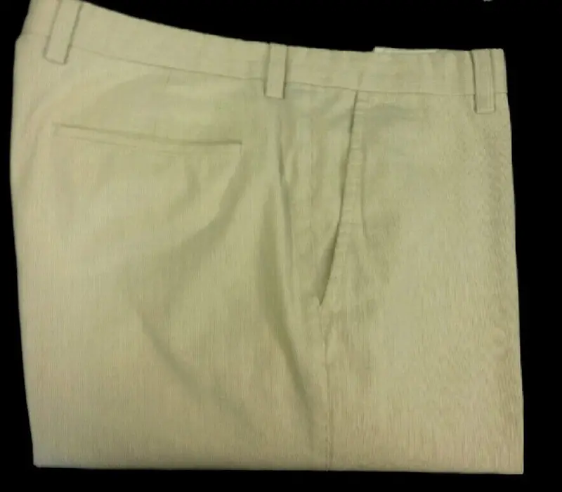 New- Kenneth Cole Reaction Tan Micro-Bead Stripe Casual Trousers- Size 36X30 1