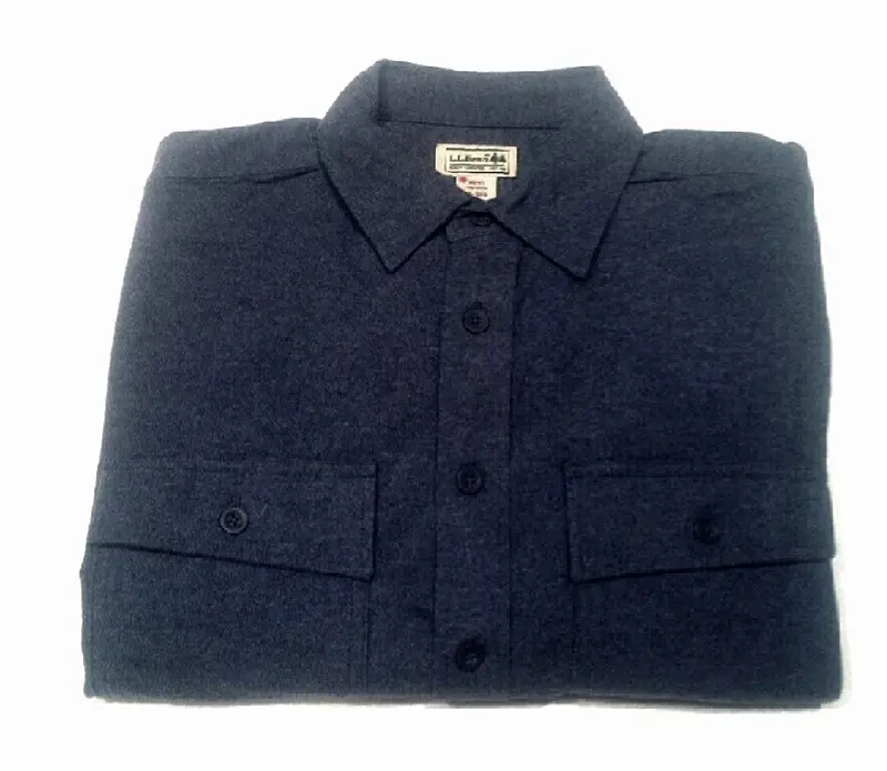 New- Lands End Blue Cotton Chamois Fashion Shirt- Size M 1