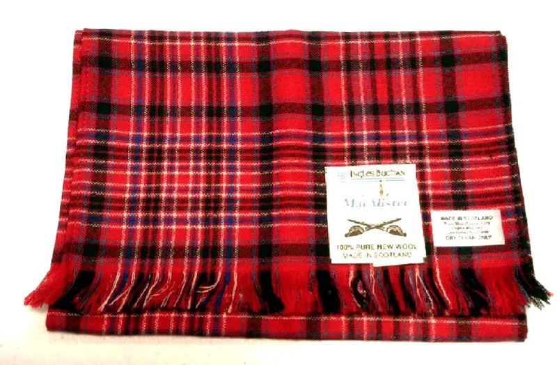 New- Macalister Red Plaid Scottish Wool Fashion Scarf 1