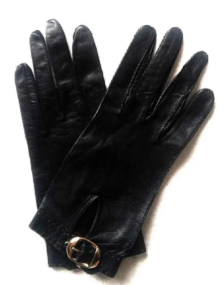 New- Navy Blue Italian Leather Women's Driving Bloves- Size S 1