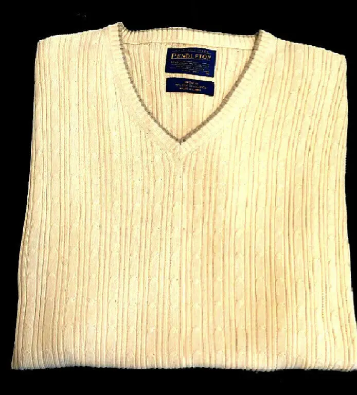 New- Pendleton Yellow Silk & Cotton Cable Knit Sweater Vest- Size L 1