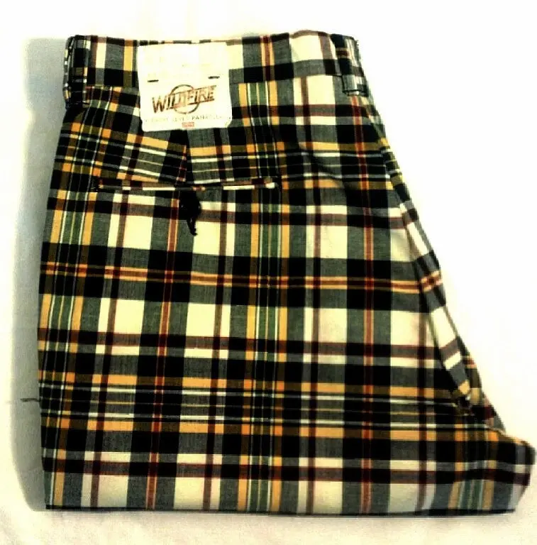 New- Vintage 1970'S Levi's 'Wildfire' Panatela Plaid Trousers- Size 33X32 1