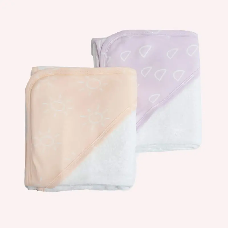 Nordic 2 Pack Hooded Towel - Peach Lilac 1