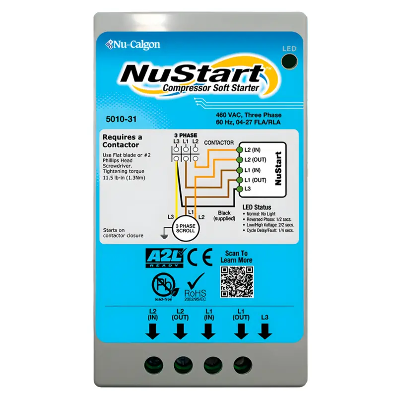 Nustart Compressor Soft Starter, Three Phase, 460Vac, 04-27A Fla/Rla 1