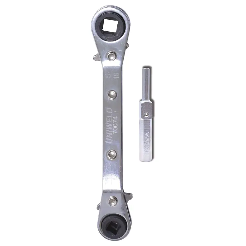 Off Set Ratchet Wrench - (3/16,1/4,5/16,3/8) With Dhva Dual Hex Wrench Adapter 1