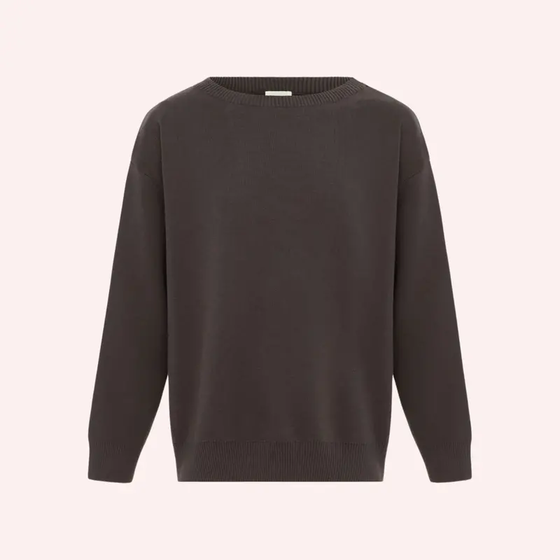 Organic Cotton Knit Sweater - Chocolate 1
