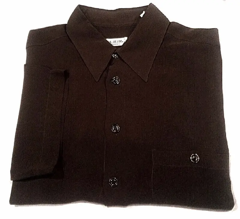 Pal Zileri Of Italy- Brown Sheer Rayon Summer Fashion Shirt- Size L 1