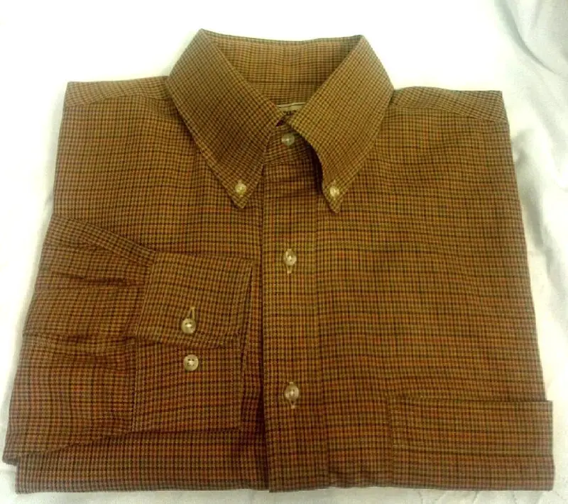Paul Stuart- Brown Houndstooth Fashion Shirt- Size L 1