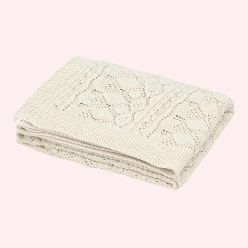 Pointelle Baby Knit Throw - Off White 1