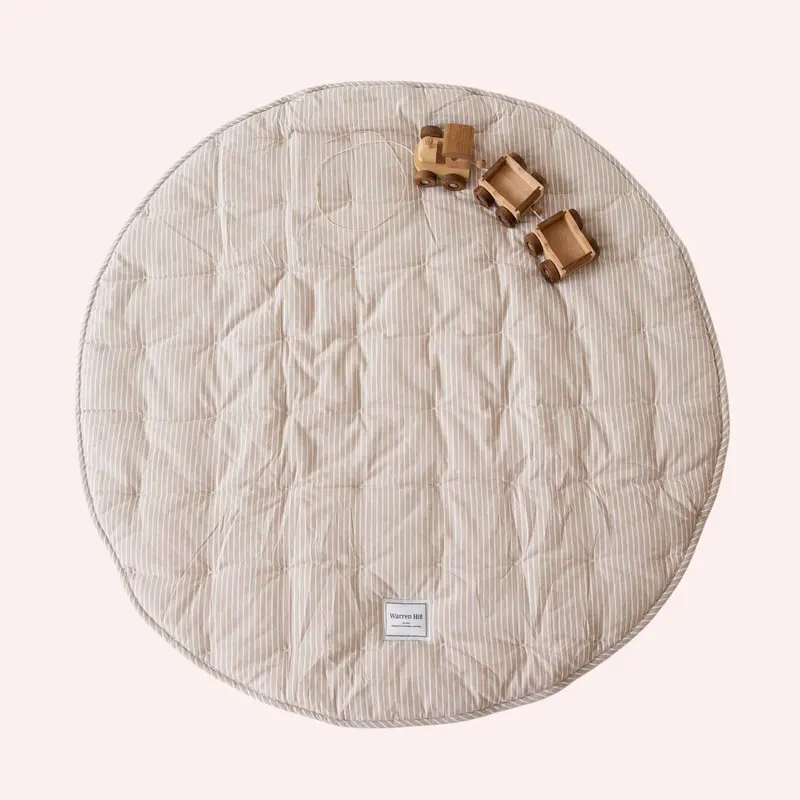 Quilted Cotton Baby Play Mat - Hamptons Stripe 1