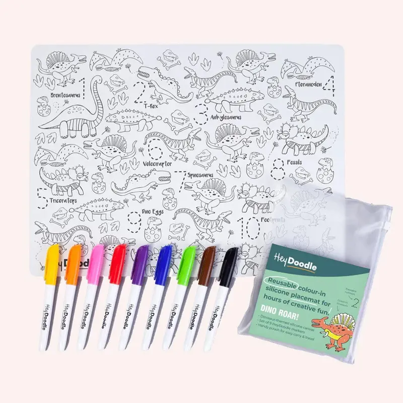 Reusable Colour In Placemat Abc - Dino Roar 1