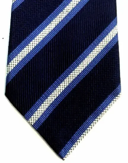 Richel Blue Stripe 100% Woven Silk Fashion Tie 1