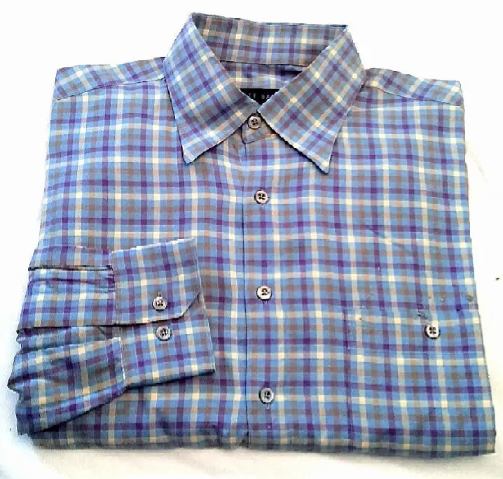 Scott Barber-Blue/Purple/Orange/Tan-100% Cotton Twill,Bu Fashion Shirt- Size L 1