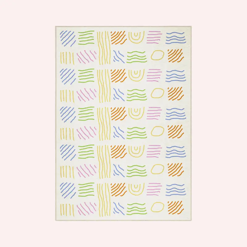 Squiggle Cream Chenille Rug 1