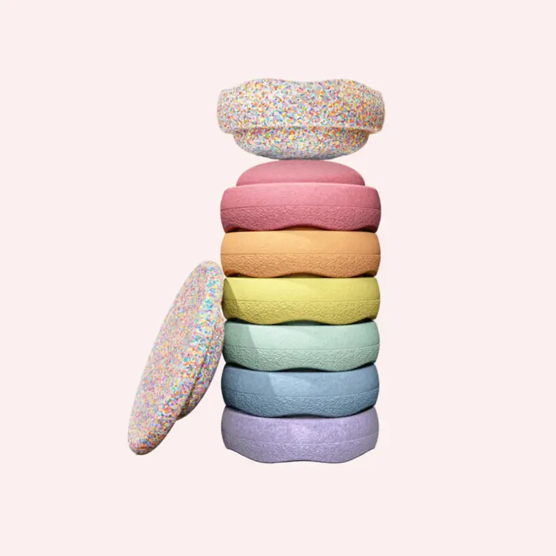 Stapelstein Original Balance Stepping Stones Complete (Set Of 8) - Rainbow Pastel 1