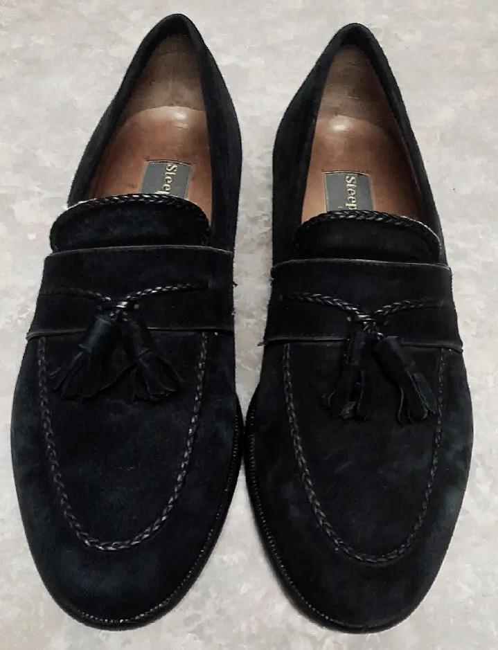 Steeple Gate Of 'Italy'- Black,100% Sueded Leather, Slip On Loafers-Size-8D 1