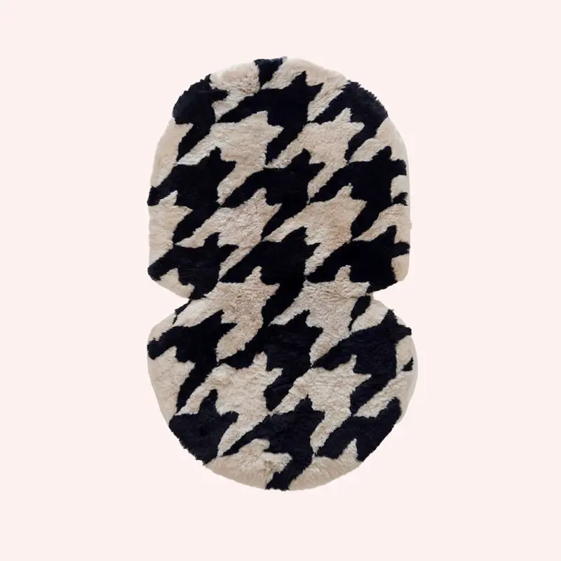 The Pram Puff - Houndstooth Biscuit & Black 1