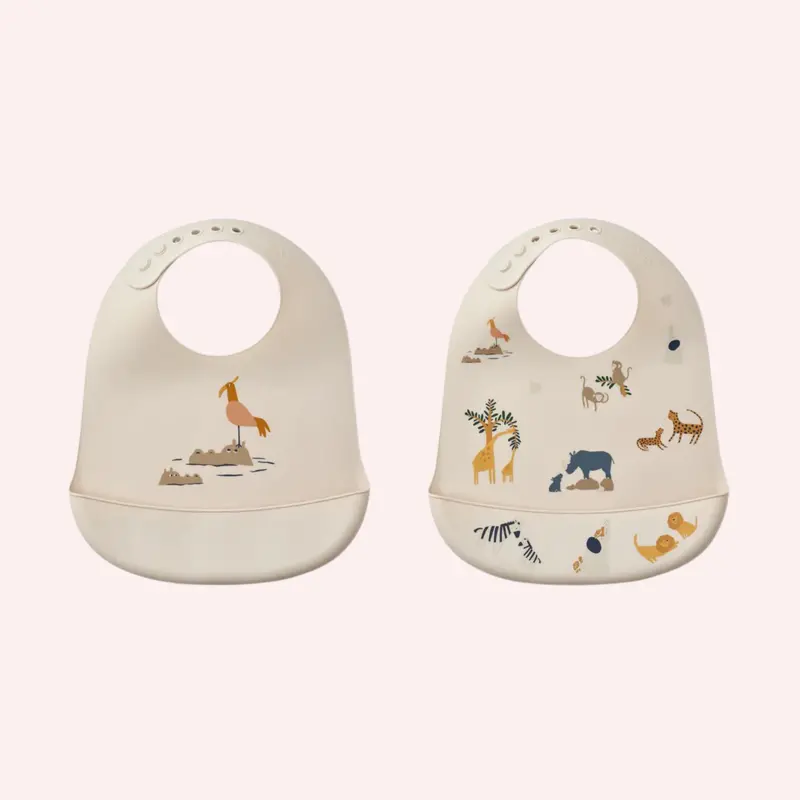 Tilda Printed Silicone Bib 2 Pack - All Together/Sandy 1