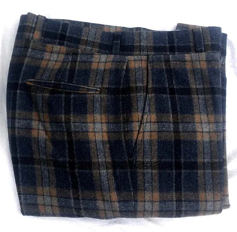 Vintage Asher Gray Plaid Flannel Wool Trousers- Size 34 1