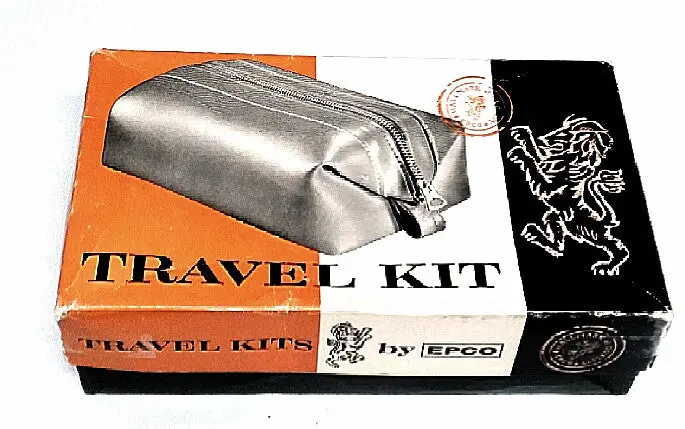 Vintage Epco Black Full Grain Leather Travel Kit 1