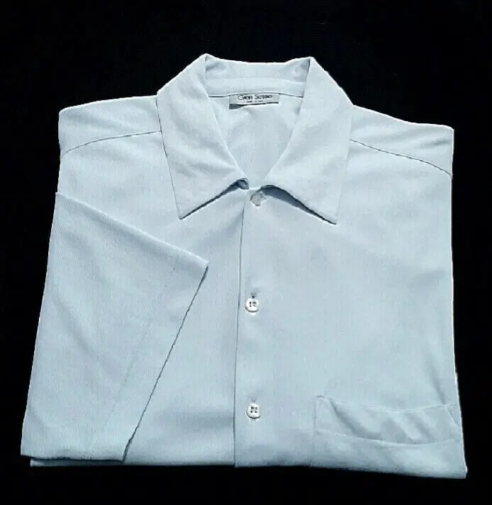 Vintage Gran Sasso-Light Blue Viscose/Rayon Ss Fashion Shirt- Size L 1