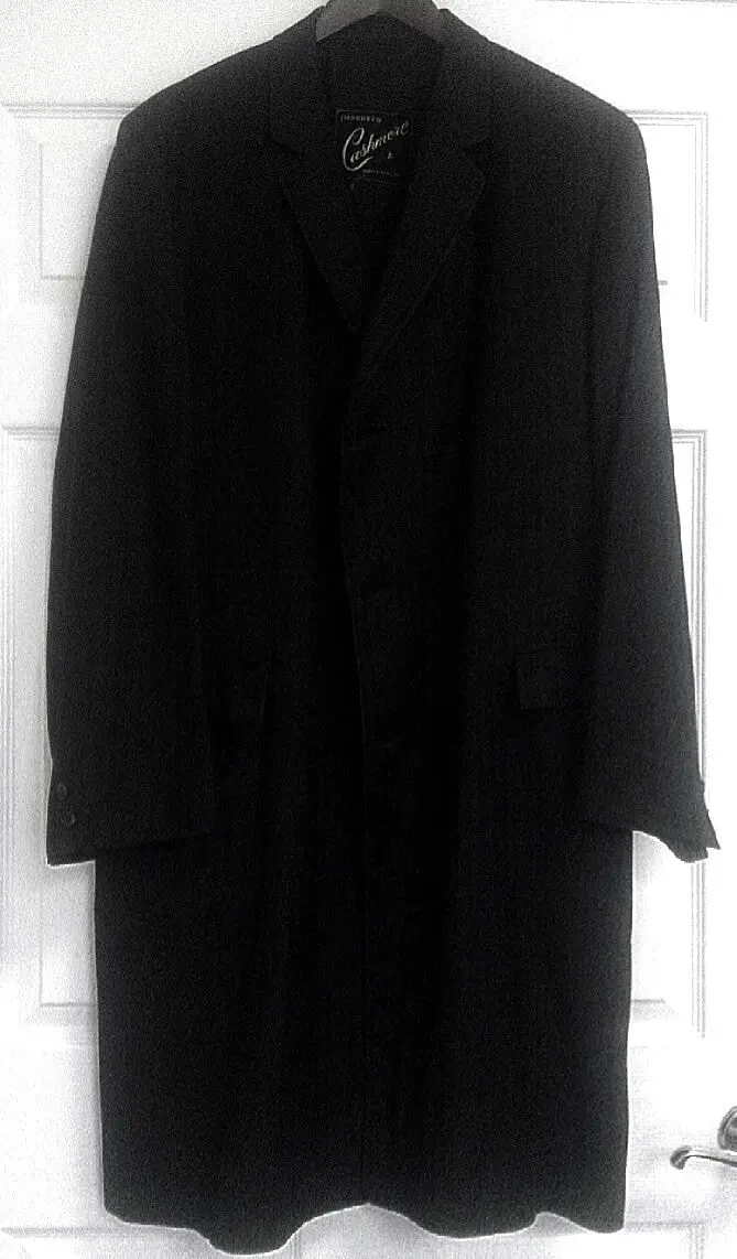 Vintage Gray Herringbone-100% Cashmere Top Coat- Size 44 1