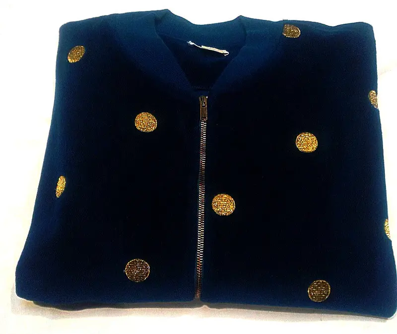 Vintage Neiman Marcus- Blue Velour Zip Front Loungewear Jacket- Size L 1