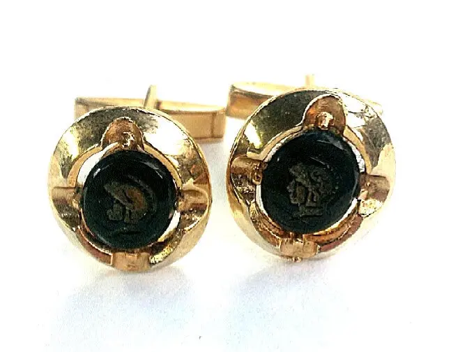 Vintage Roman Soldier Gold Cuff Links 1