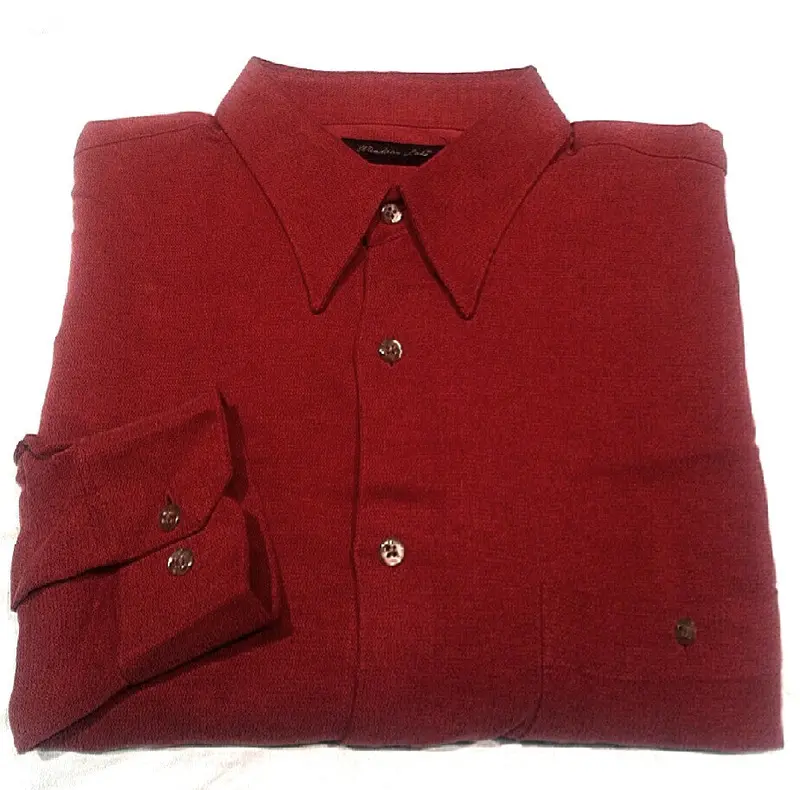 Windsor Lake Terracotta Red Poly/Cotton Bu Fashion Shirt- Size L 1