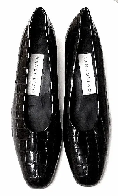 Women's Bandilino Of Spain- Black Lizard Print Leather Dress Shoes- Size 9N 1