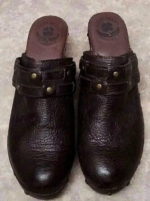 Women's Lucky Brand-Brown,100% Full Grain Leather Clogs- Size 9M 1
