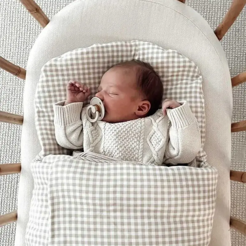 Wool Wrap - Beige Gingham 1