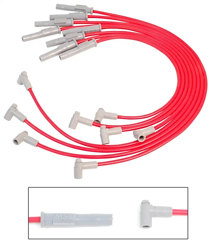 Msd 35389 Custom Spark Plug Wire Set; 8.5Mm; Red; W/Hei Cap; Oem Cut; 1
