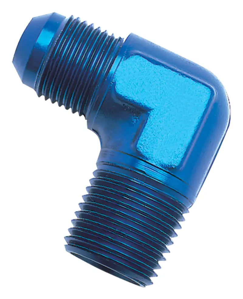 Russell 660790 Blue Anodized -3An 90-Degree Flare-To-Pipe Adapter Fitting (1/8" Npt) 1