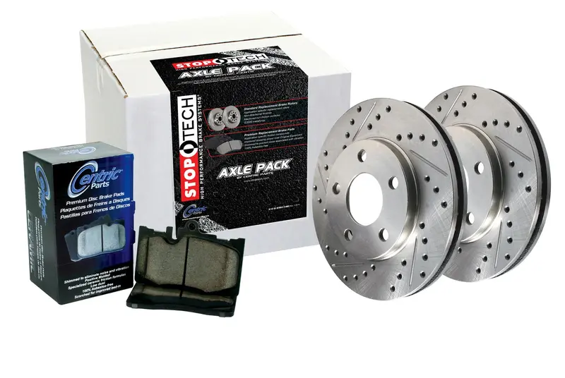 Stoptech 977.44038 Four-Wheel Slotted Rotor Brake Kit With Stainless Brake Lines 1