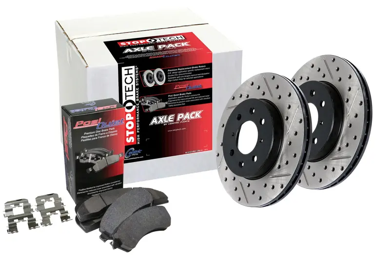 Stoptech Street Axle Pack – Four-Wheel Drilled & Slotted Brake Kit, Model 935.40029 1