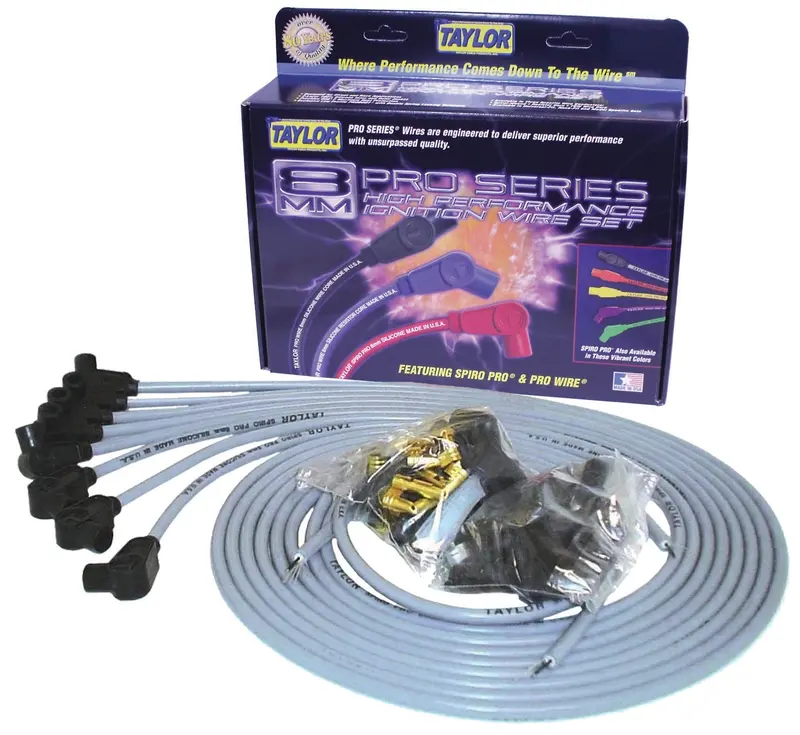 Taylor Cable 53858 8Mm Spiro-Pro Ignition Wire Set; Gray; Custom; 1