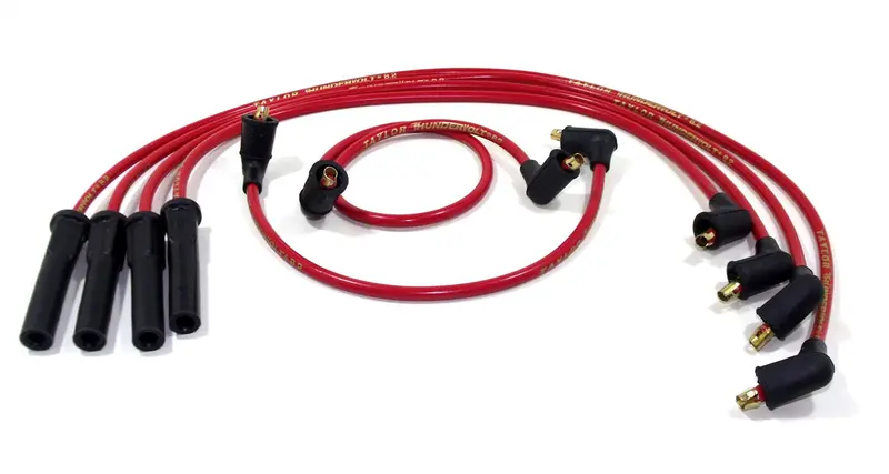 Taylor Cable 87230 Thundervolt 8.2Mm Red Ignition Wire Set – Stock-Length, 180° Plug Boots 1